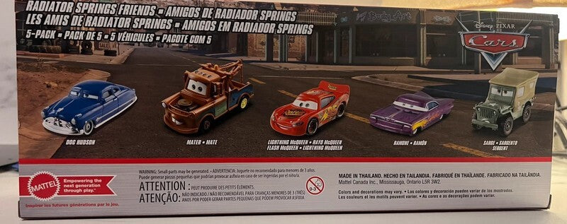 Coffret 5 Voitures Cars Disney Pixar Flash McQueen Ramone Doc Hudson Martin Rare Import USA