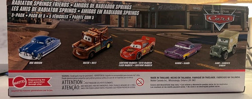 Coffret 5 Voitures Cars Disney Pixar Flash McQueen Ramone Doc Hudson Martin Rare Import USA