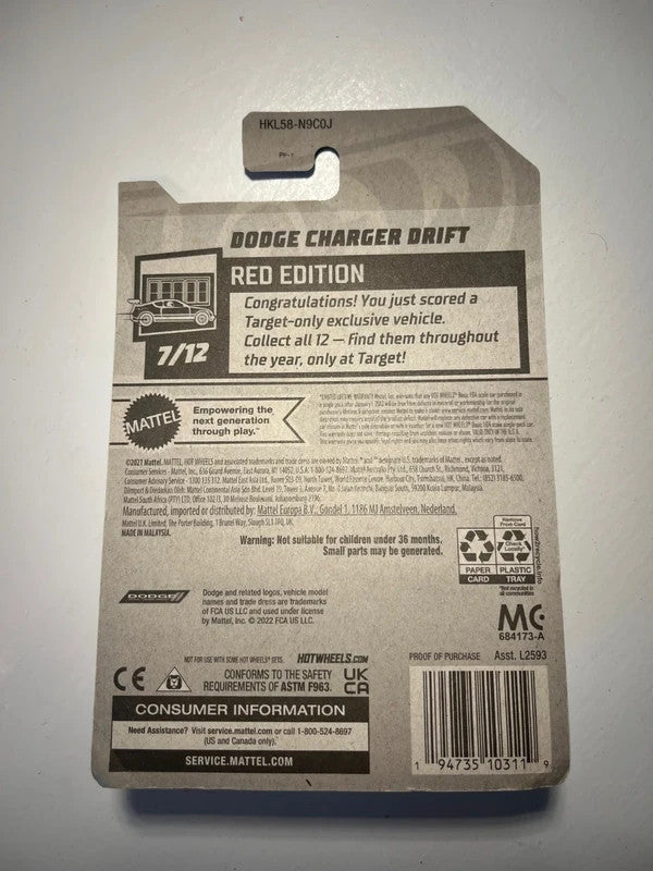 Hot Wheels Dodge Charger Drift Red Edition 7/12 Target Exclusive