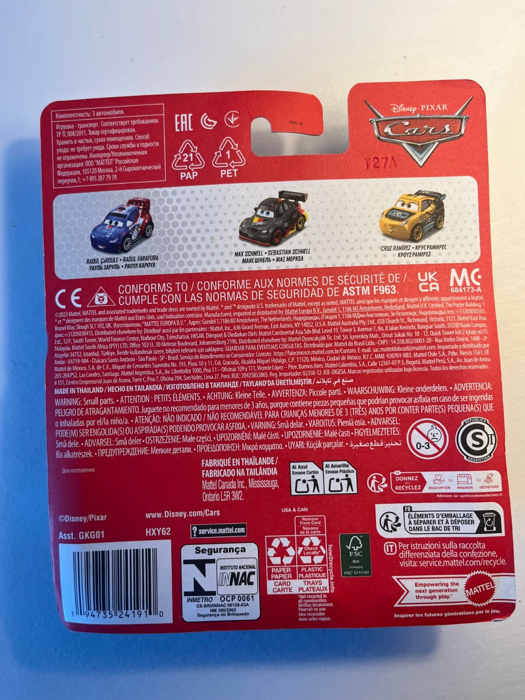 Coffret 3 voitures mini racers Cars Disney Pixar