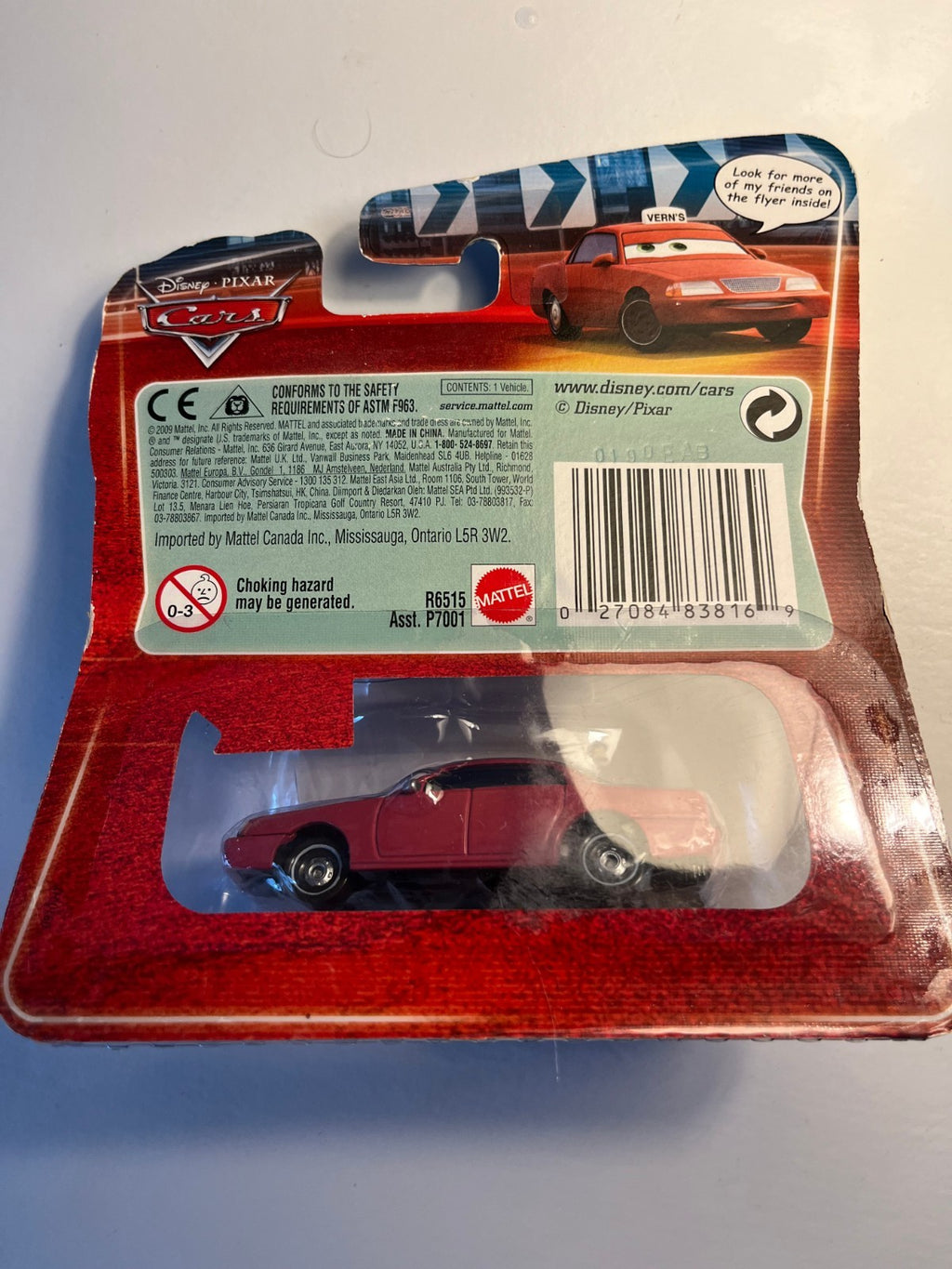 Voiture Cars Disney Pixar Vern avec yeux lenticulaires