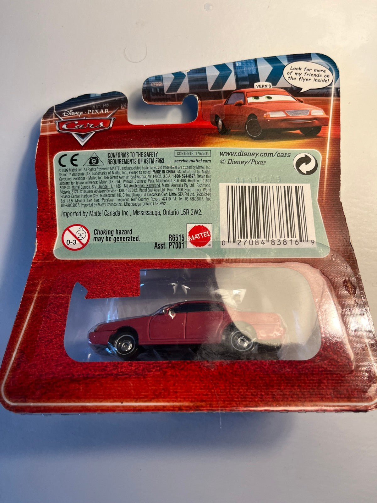 Voiture Cars Disney Pixar Vern avec yeux lenticulaires