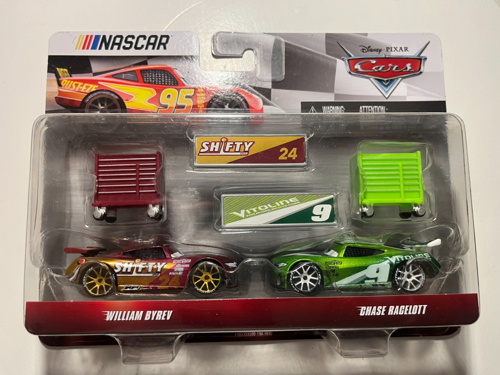 Coffret 2 Voitures Cars Disney Pixar William Byrev + Chase Racelott NASCAR (rare