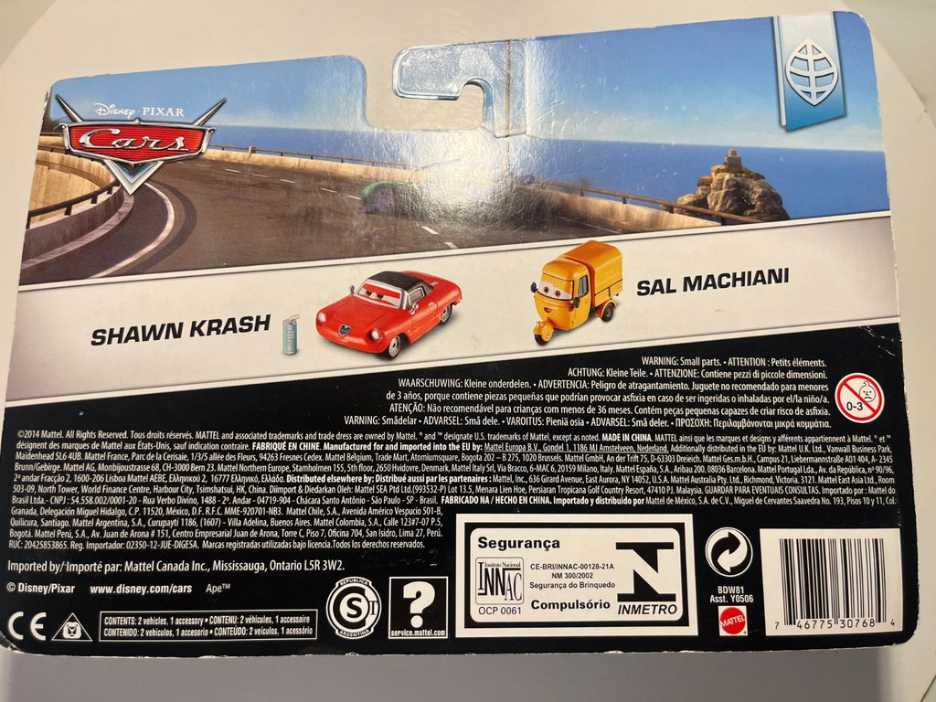 Coffret 2 voitures Cars Disney Pixar Shawn Krash + Sal Machiani (rare)