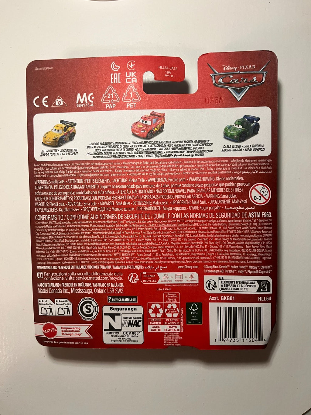 Coffret 2 Voitures mini racers Cars Disney Pixar