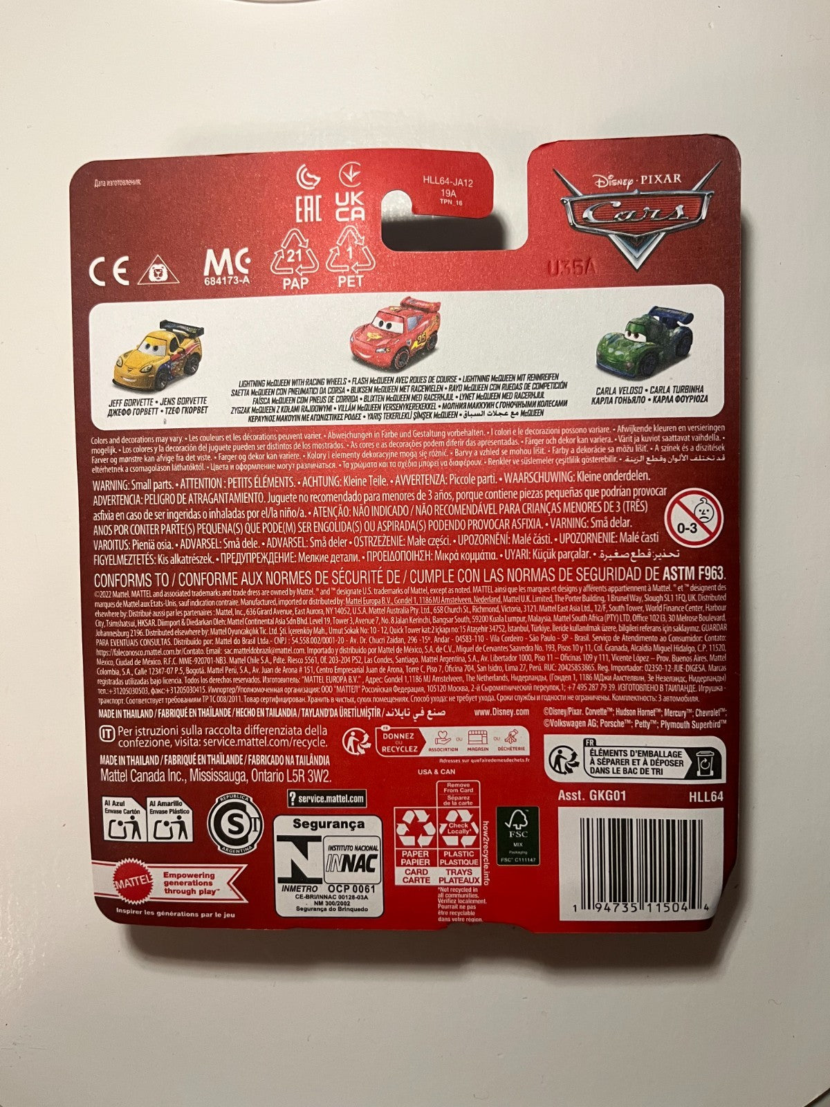 Coffret 2 Voitures mini racers Cars Disney Pixar