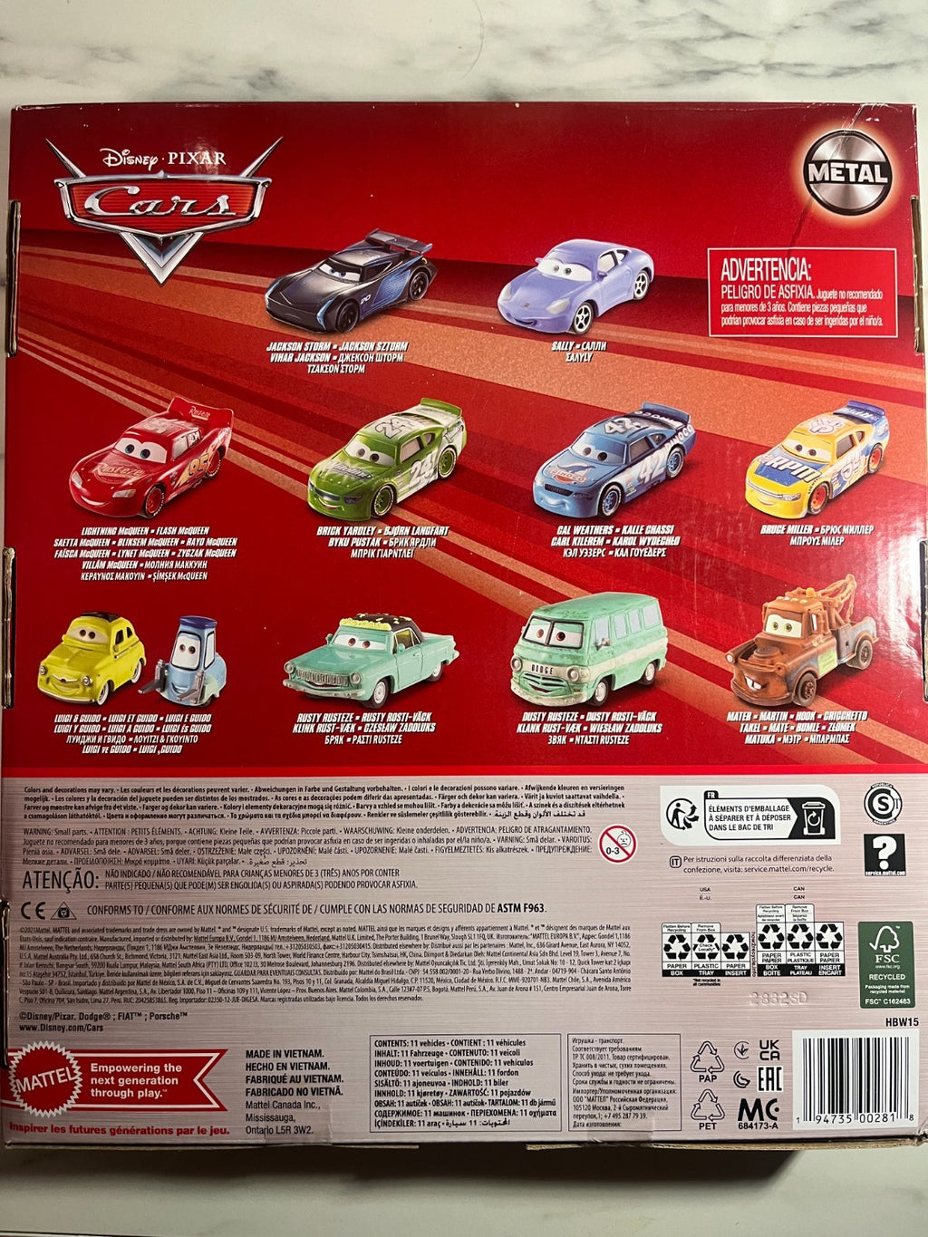 Coffret de 11 Voitures Cars Disney Pixar