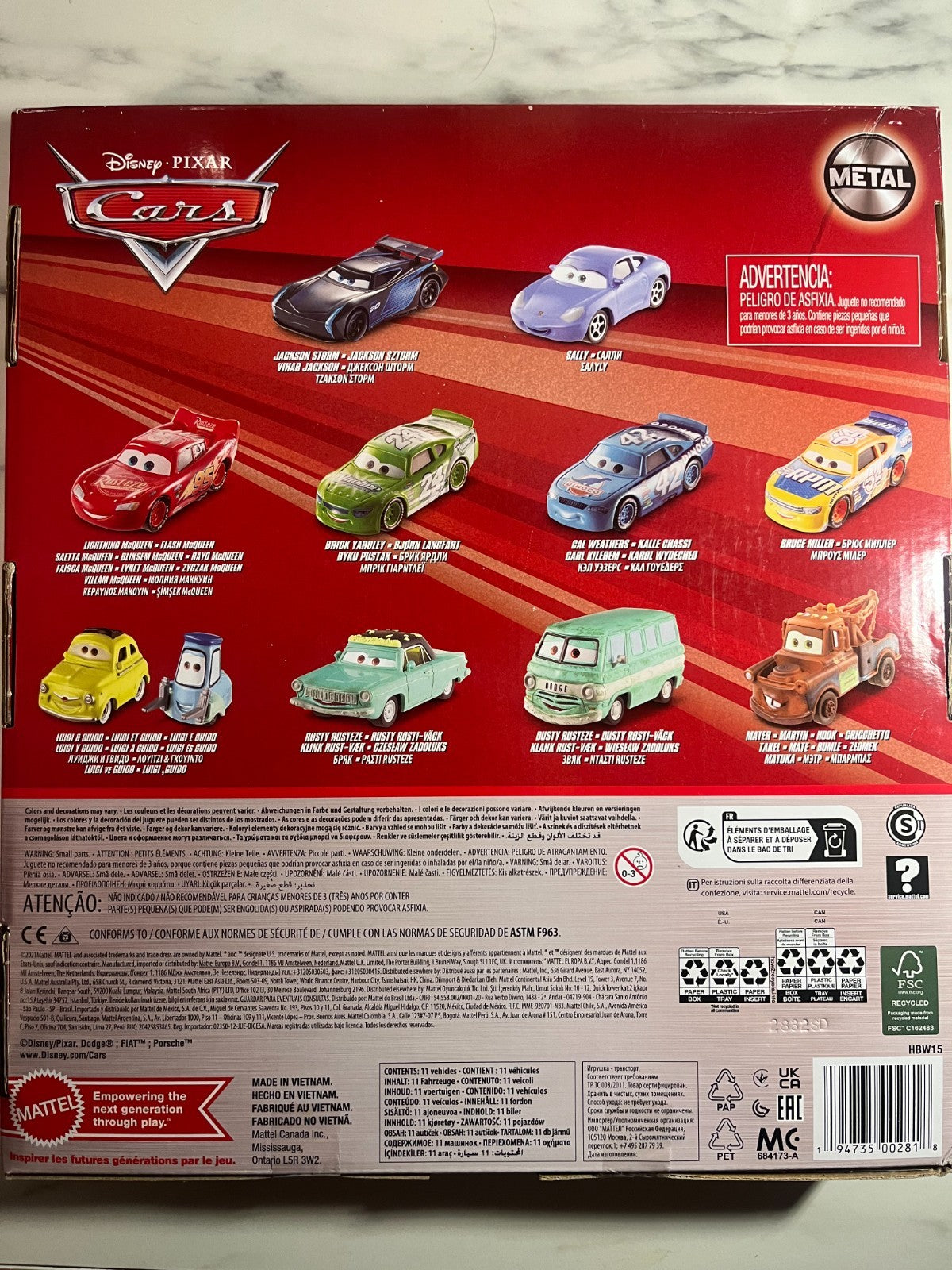 Coffret de 11 Voitures Cars Disney Pixar