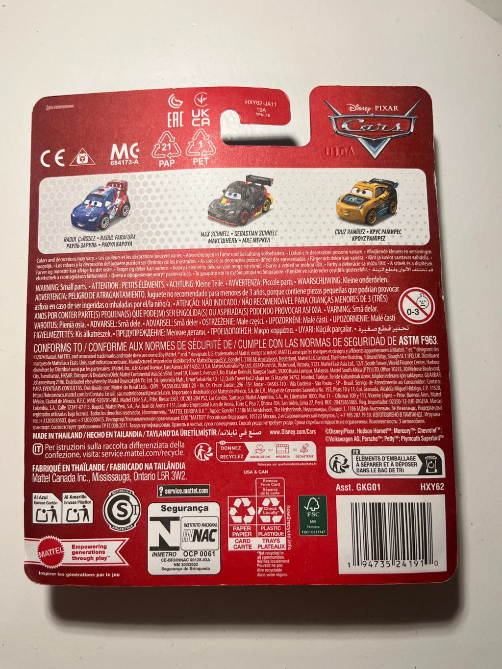 Coffret 3 voitures mini racers Cars Disney Pixar