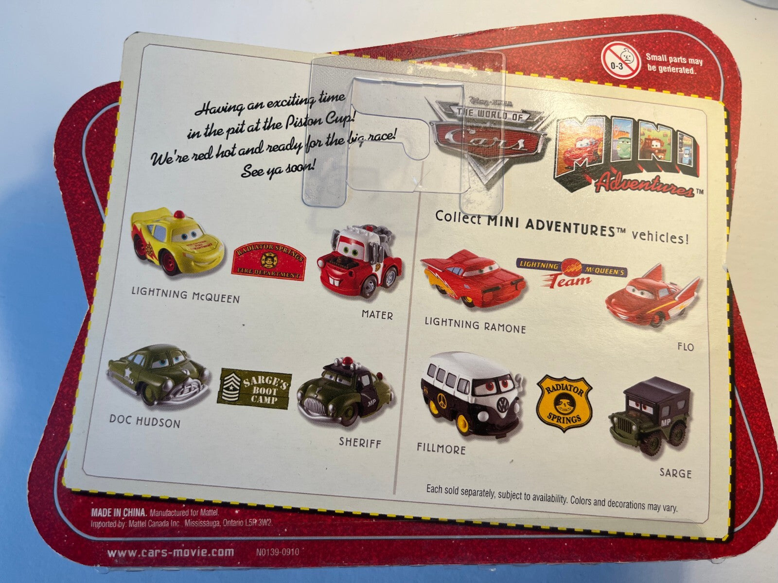 Coffret 2 voitures mini adventures Cars Disney Pixar