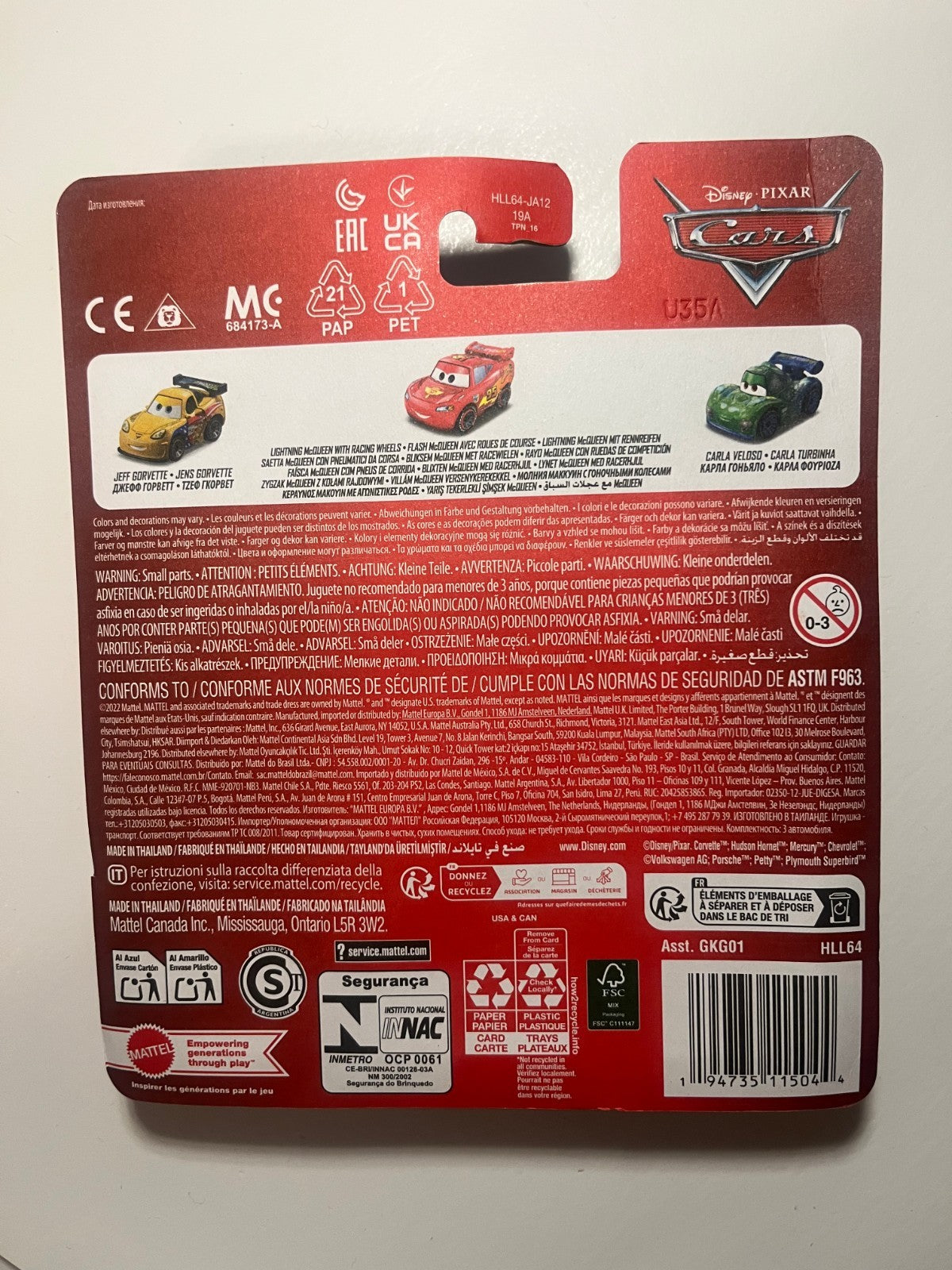 Coffret 3 voitures mini racers Cars Disney Pixar