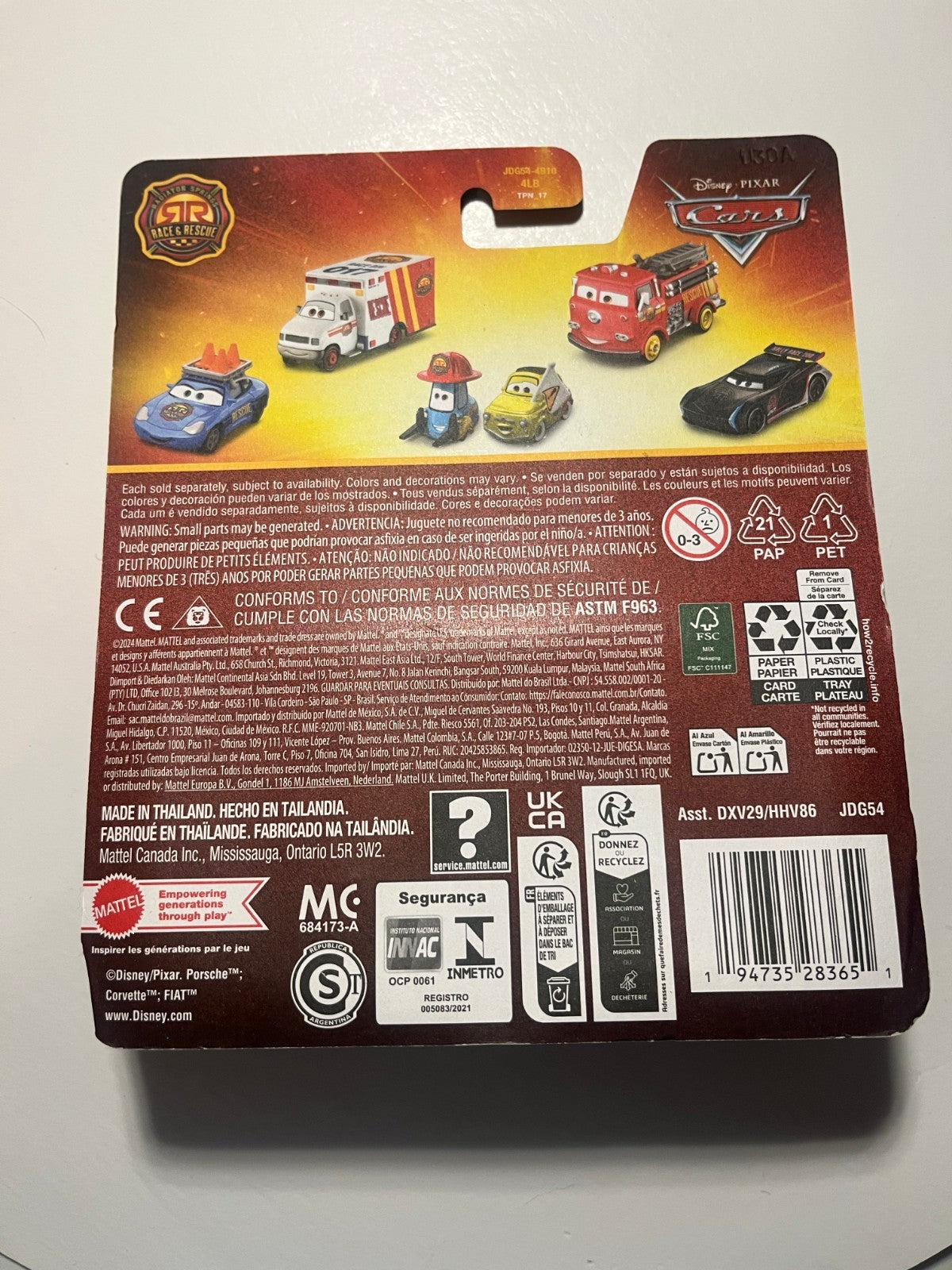 Voiture Cars Disney Pixar Jeff Gorvette "Race and Rescue"