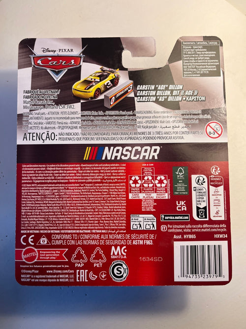 Carstin "Ace" Dillon NASCAR – édition rare Disney Pixar Cars