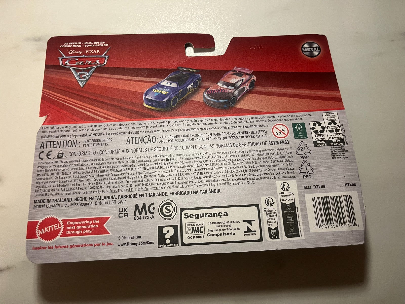 Coffret 2 Voitures Cars Disney Pixar Will Rusch + Tim Treadless