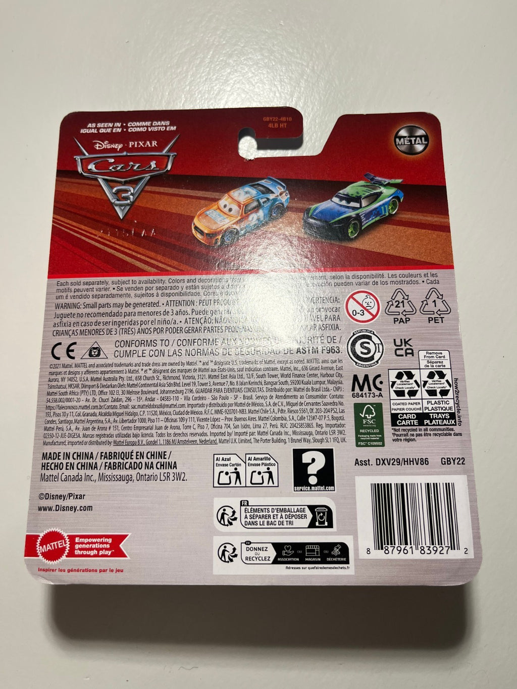 Voiture Cars Disney Pixar Speedy Comets Rare Neuve Sous Blister Import USA