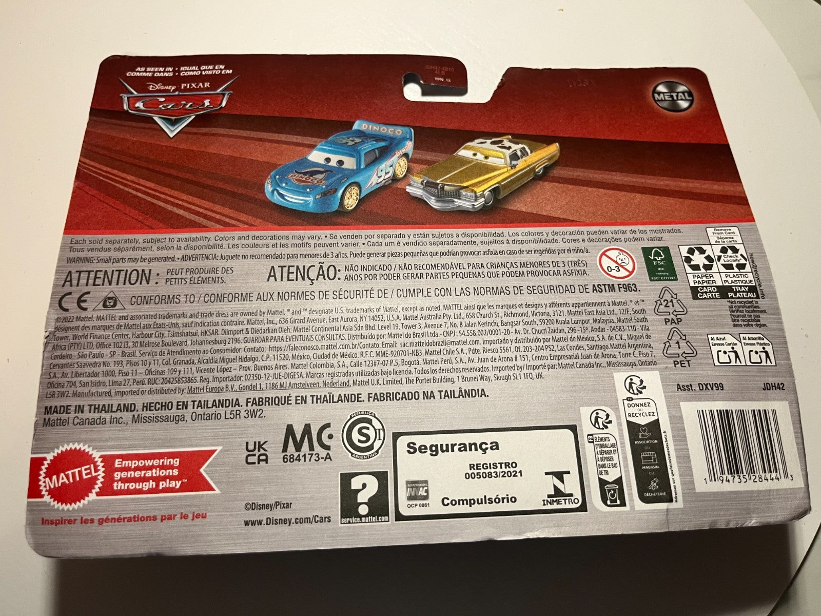 Coffret 2 Voitures Cars Disney Pixar Flash Mcqueen bling bling + Tex Dinoco