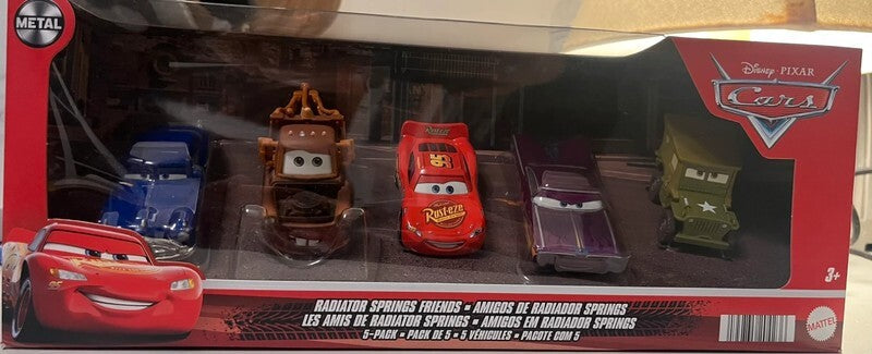 Coffret 5 Voitures Cars Disney Pixar Flash McQueen Ramone Doc Hudson Martin Rare Import USA