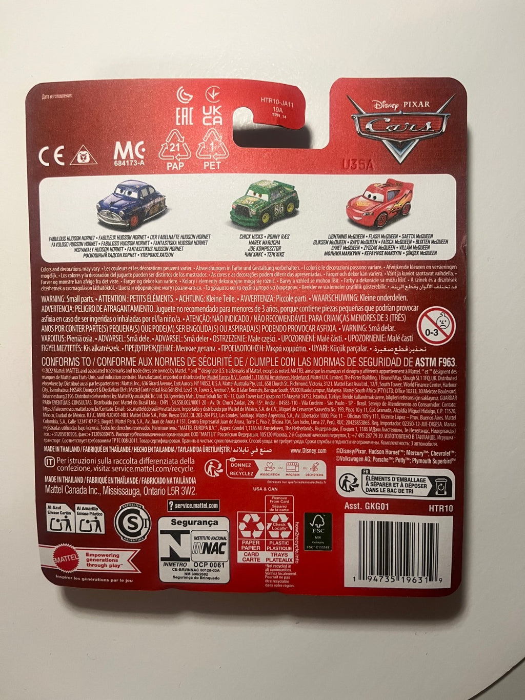 Coffret 3 voitures mini racers Cars Disney Pixar