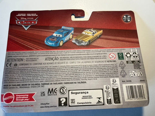 Coffret 2 Voitures Cars Disney Pixar Flash Mcqueen bling bling + Tex Dinoco