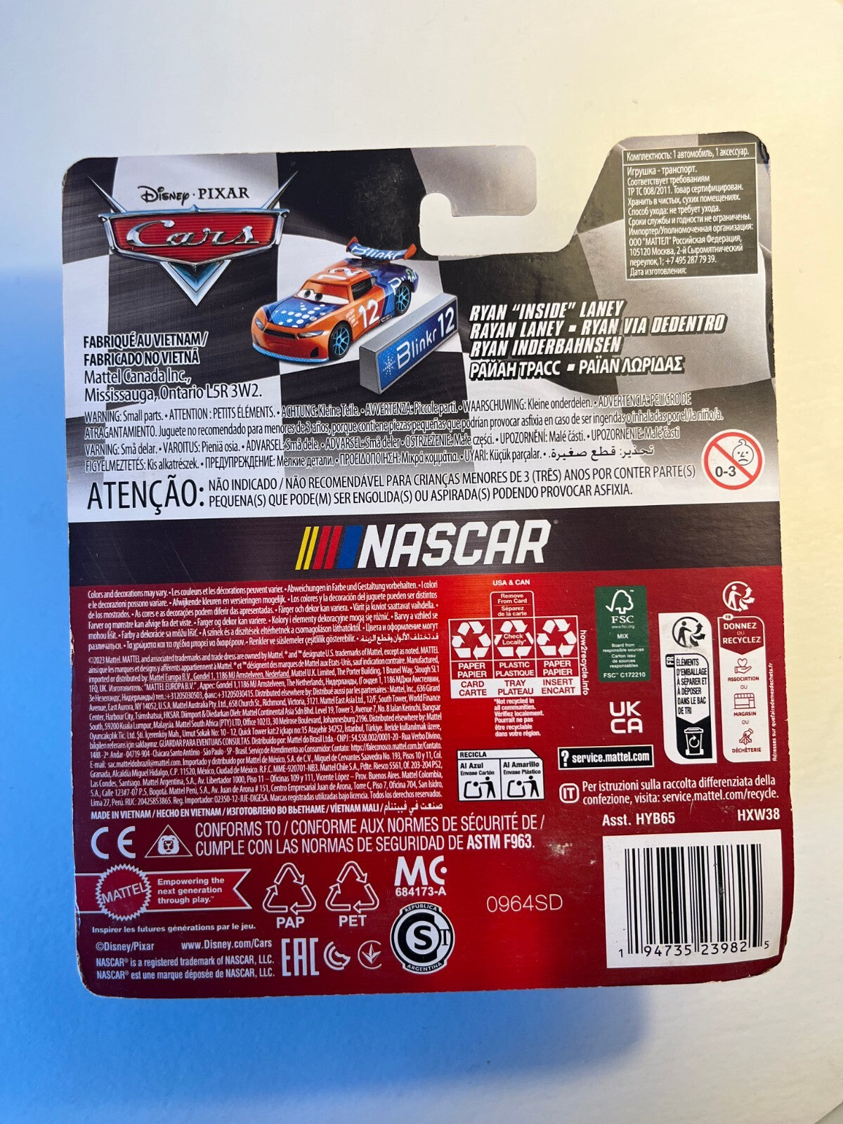 Voiture Cars Disney Pixar Ryan Laney NASCAR (rare)