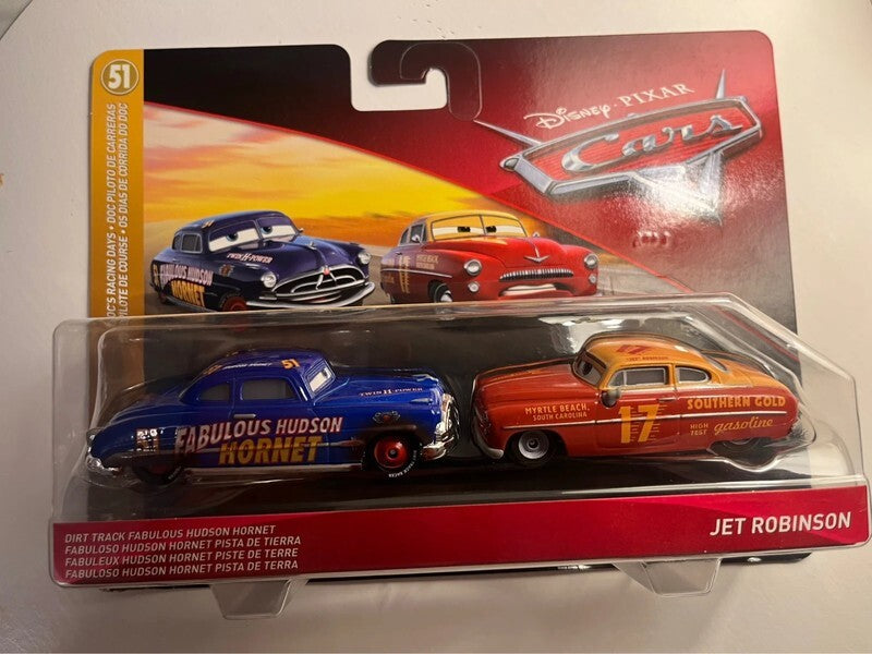 Coffret 2 voitures Cars Disney Pixar Fabulous Doc Hudson et Jet Robinson (rare)
