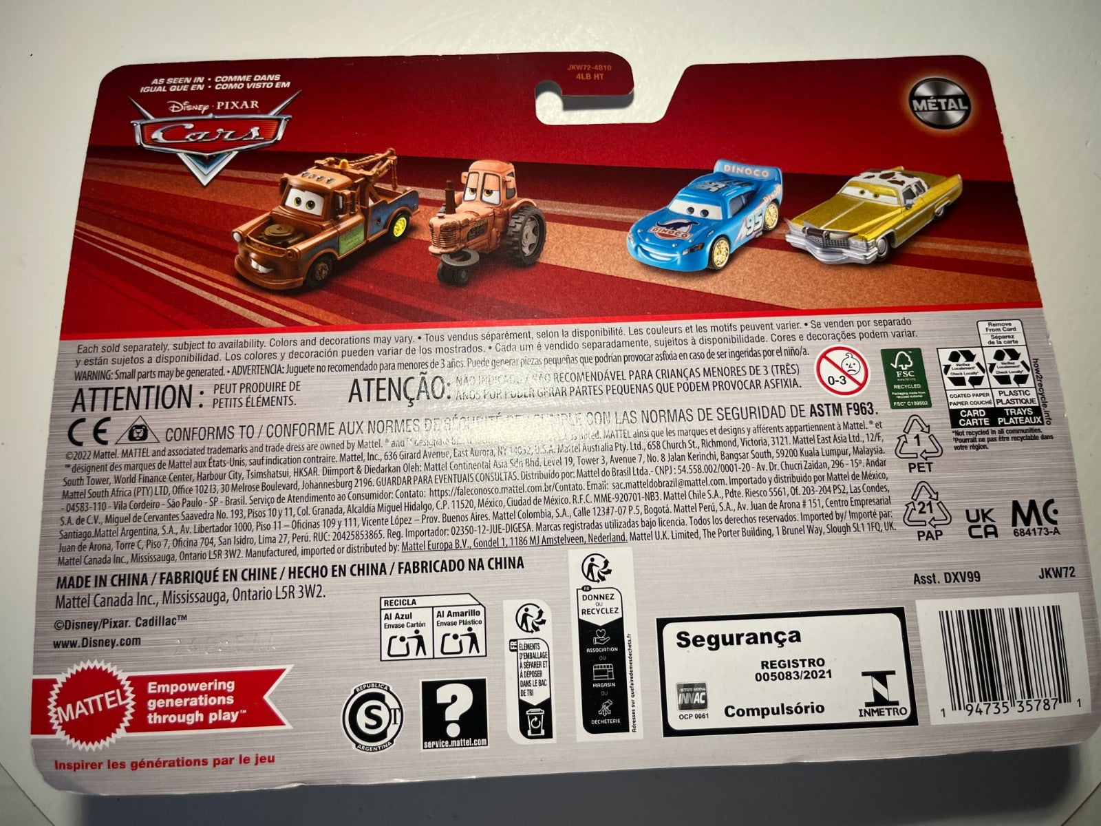 Coffret 2 Voitures Cars Disney Pixar Pat Traxson + Jeff Gorvette