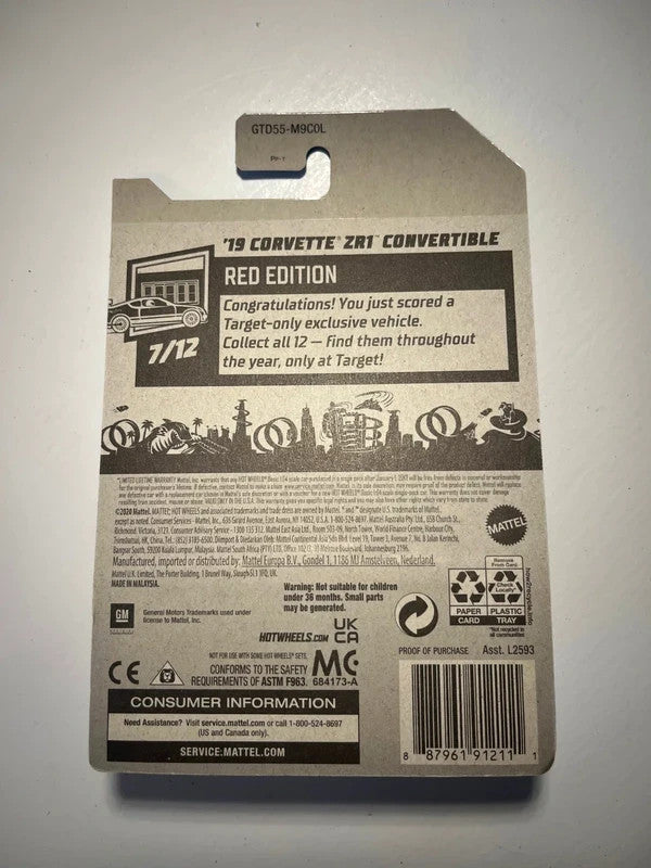 Hot Wheels ’19 Corvette ZR1 Convertible Red Edition 7/12 Target Exclusive