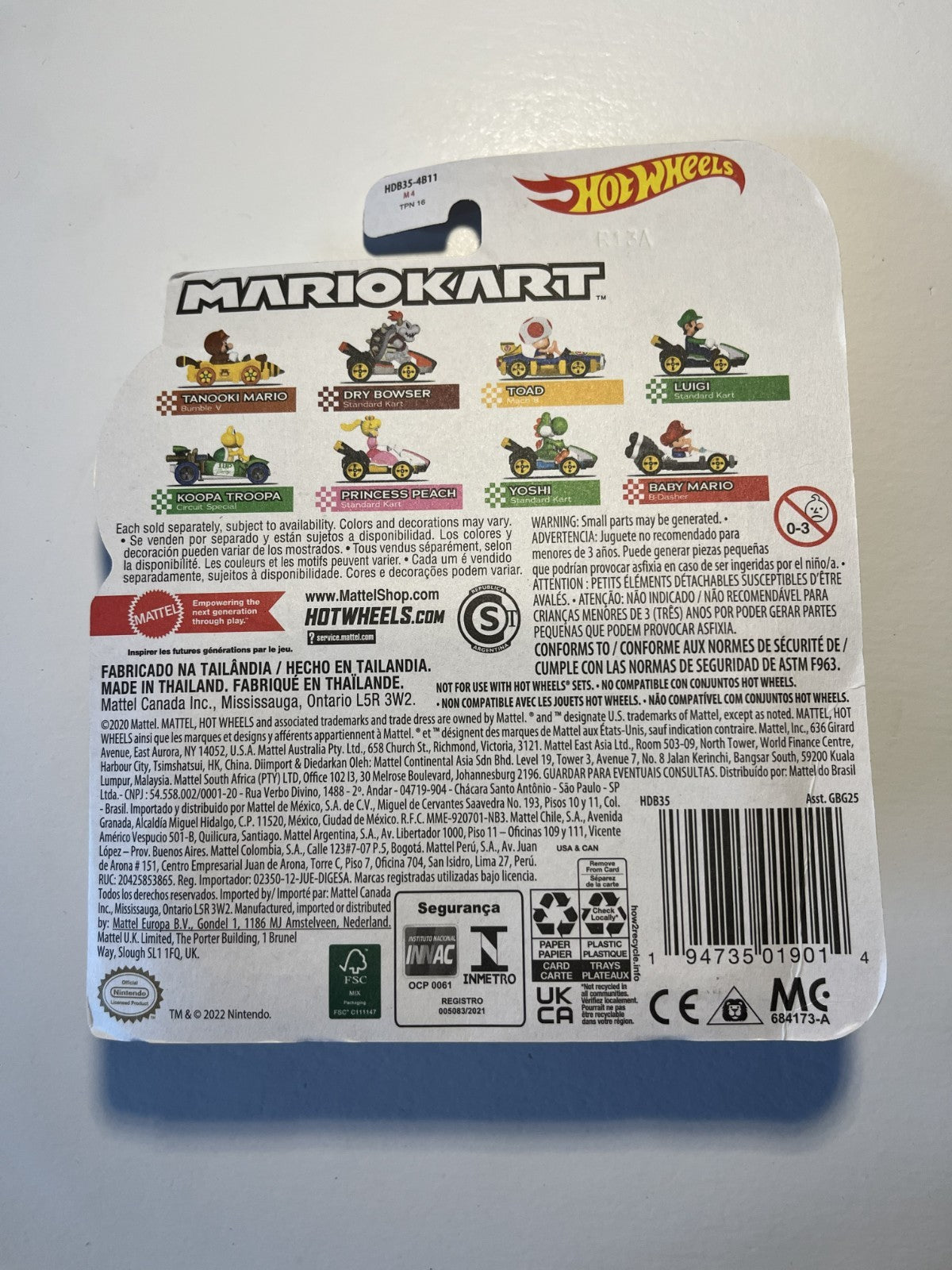 Voiture Hot Wheels Mario Kart - Toad - Mach 8