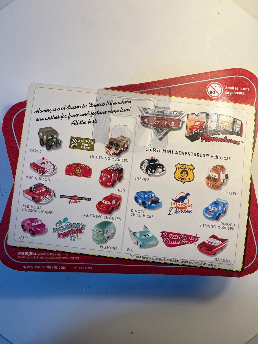 Coffret 2 voitures mini adventures Cars Disney Pixar Chick Hicks + Mcqueen Dinoco