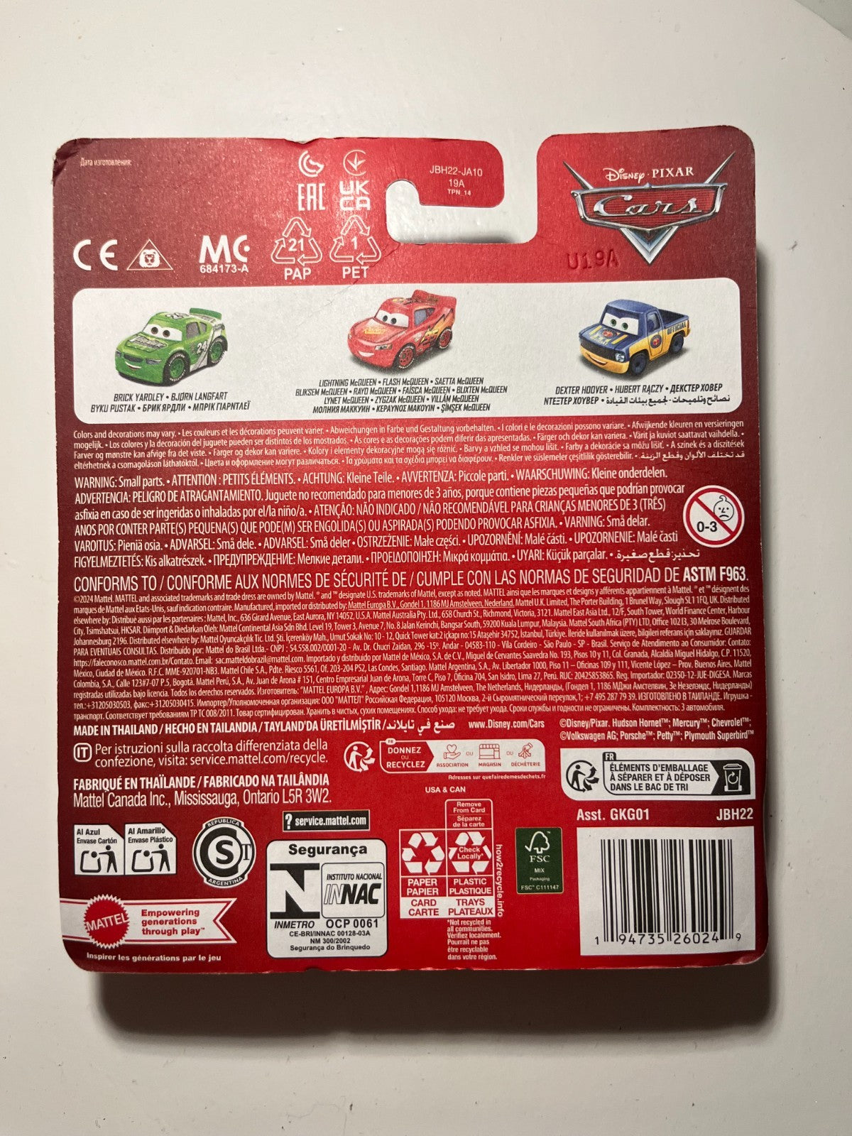 Coffret 3 voitures mini racers Cars Disney Pixar