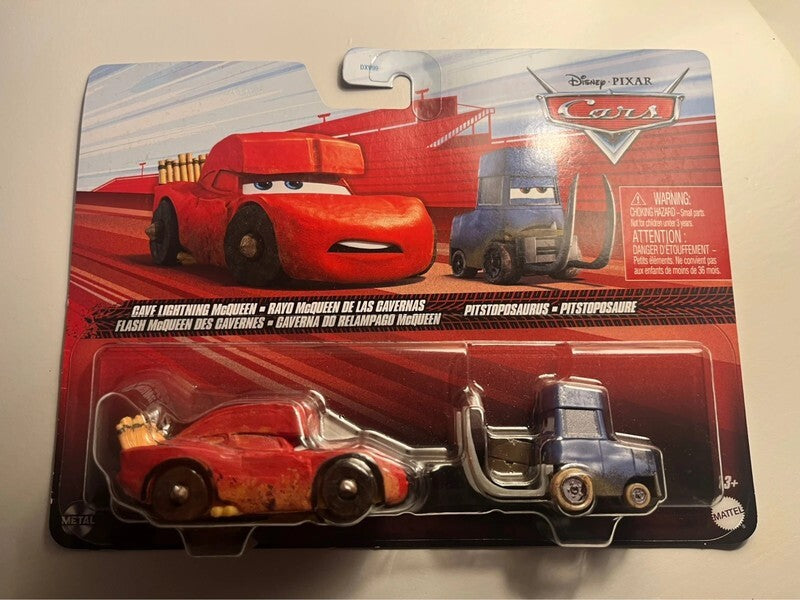 Coffret 2 voitures Cars Disney Pixar Flash des cavernes et Pitstoposaure