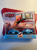 Coffret 2 voitures mini adventures Cars Disney Pixar Chick Hicks + Mcqueen Dinoco