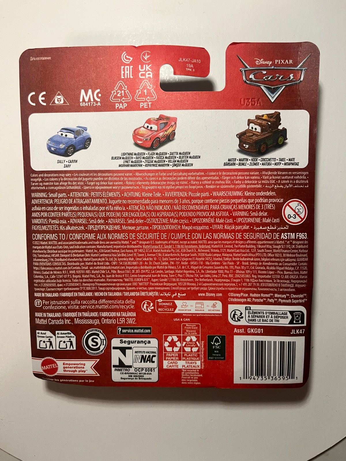 Coffret 3 Voitures mini racers Cars Disney Pixar