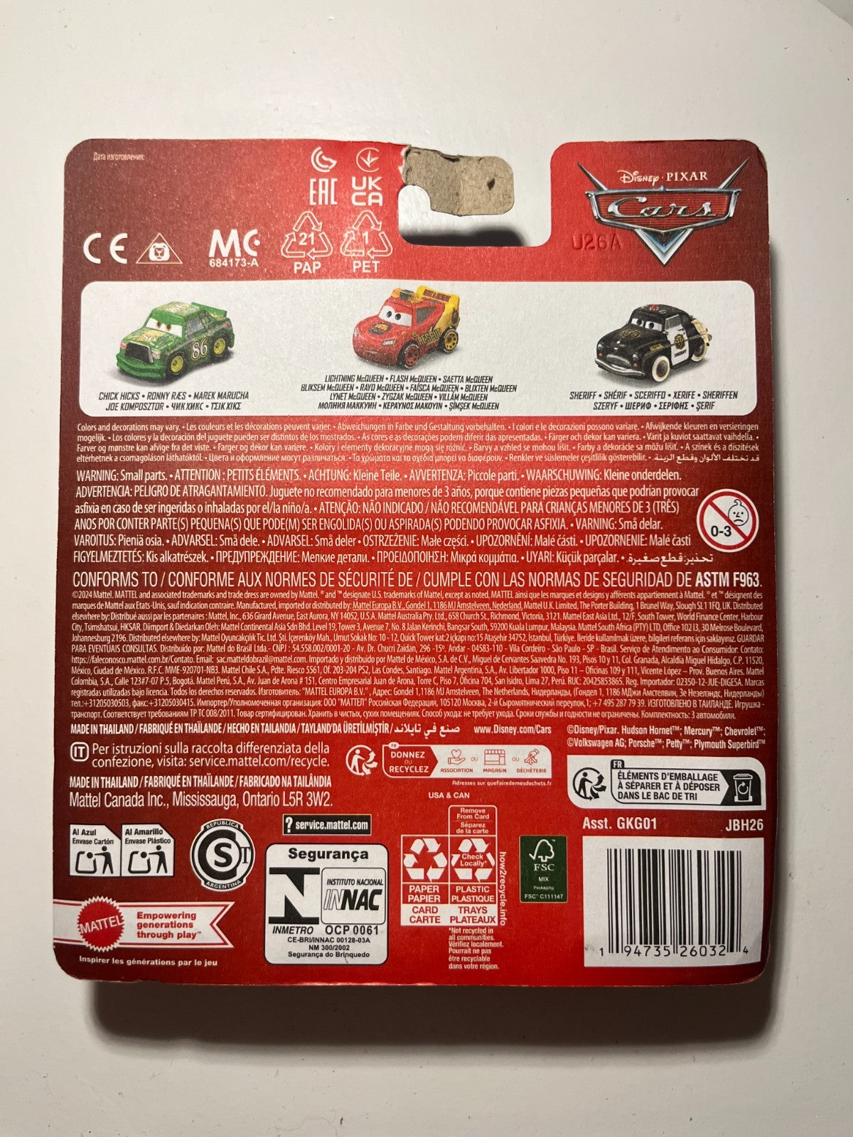 Coffret 3 voitures mini racers Cars Disney Pixar