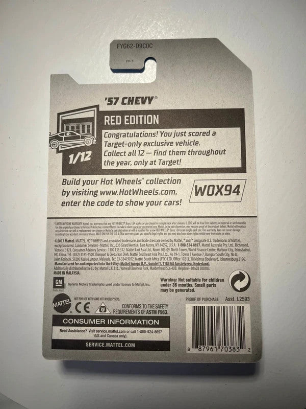 Hot Wheels ’57 Chevy Red Edition 1/12 Target Exclusive