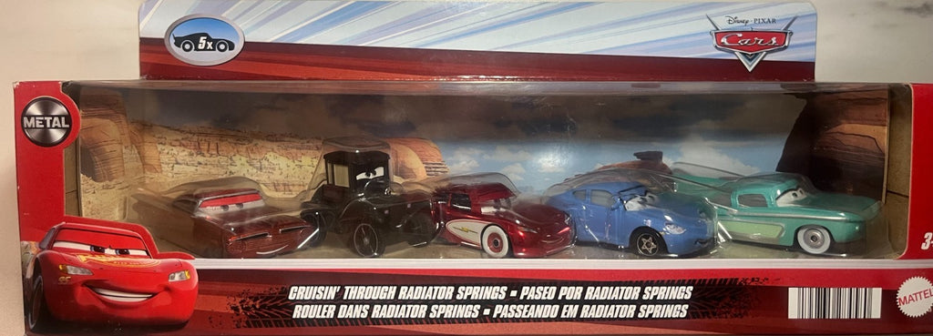 Coffret 5 Voitures Cars Disney Pixar Rare Flash McQueen Sally Ramone Flo Lizzie Import USA