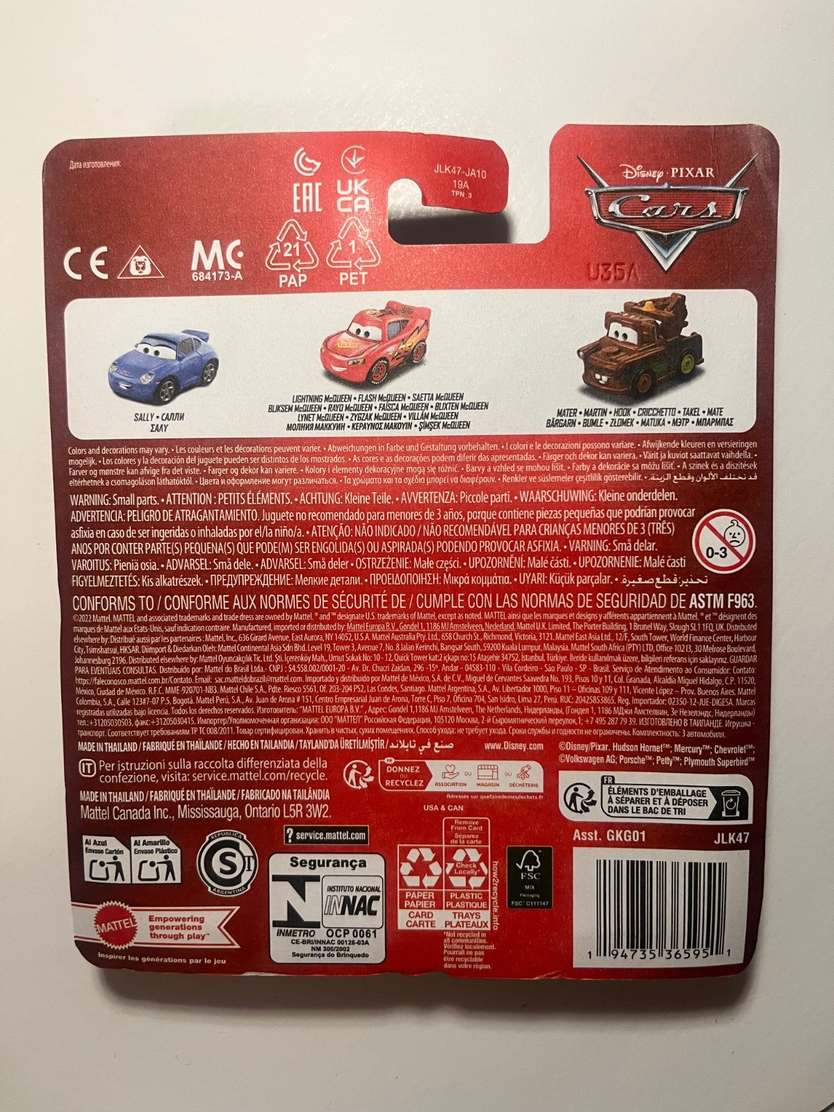 Coffret 3 voitures mini racers Cars Disney Pixar
