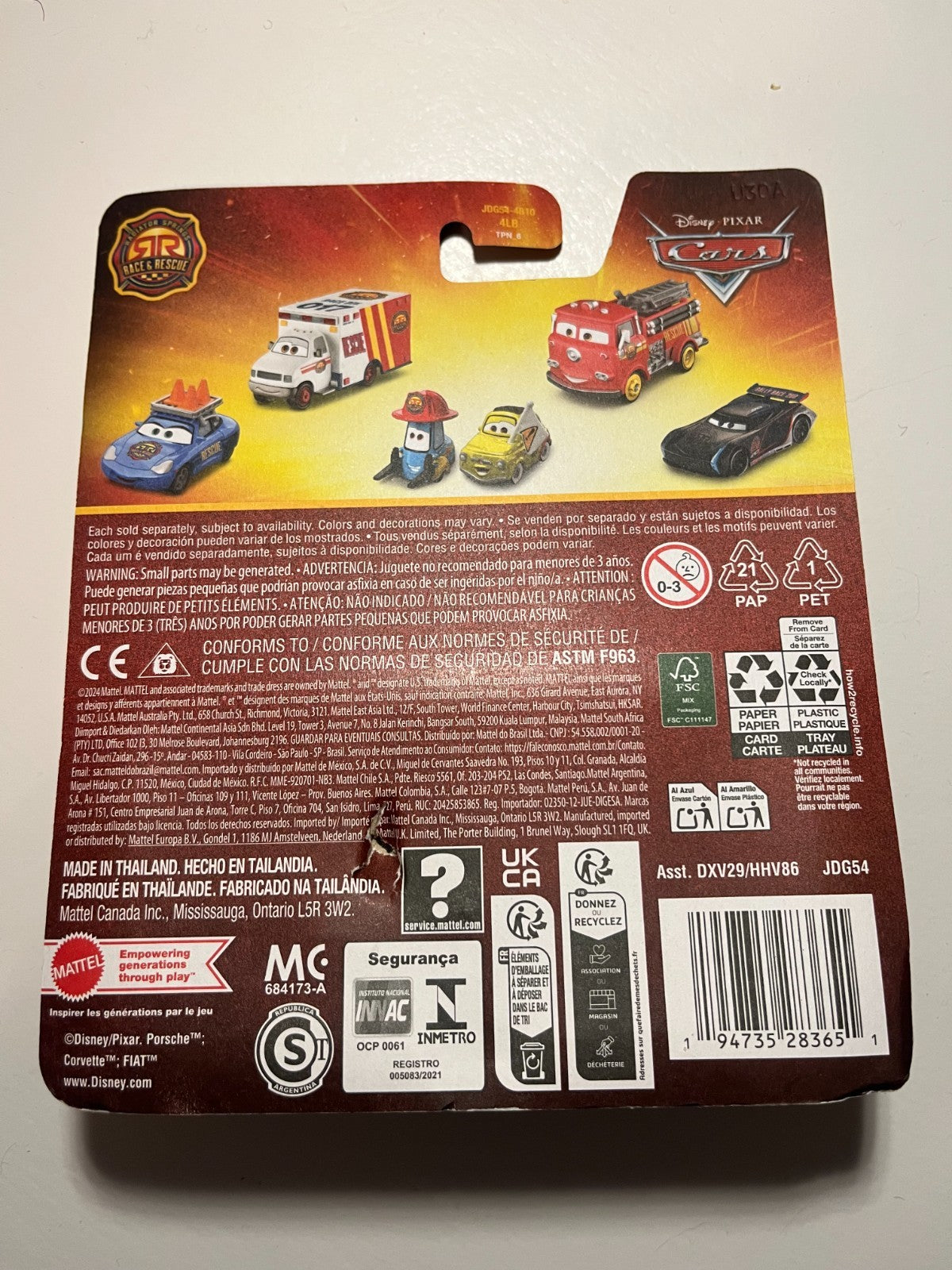 Voiture Cars Disney Pixar Jeff Gorvette "Race and Rescue"