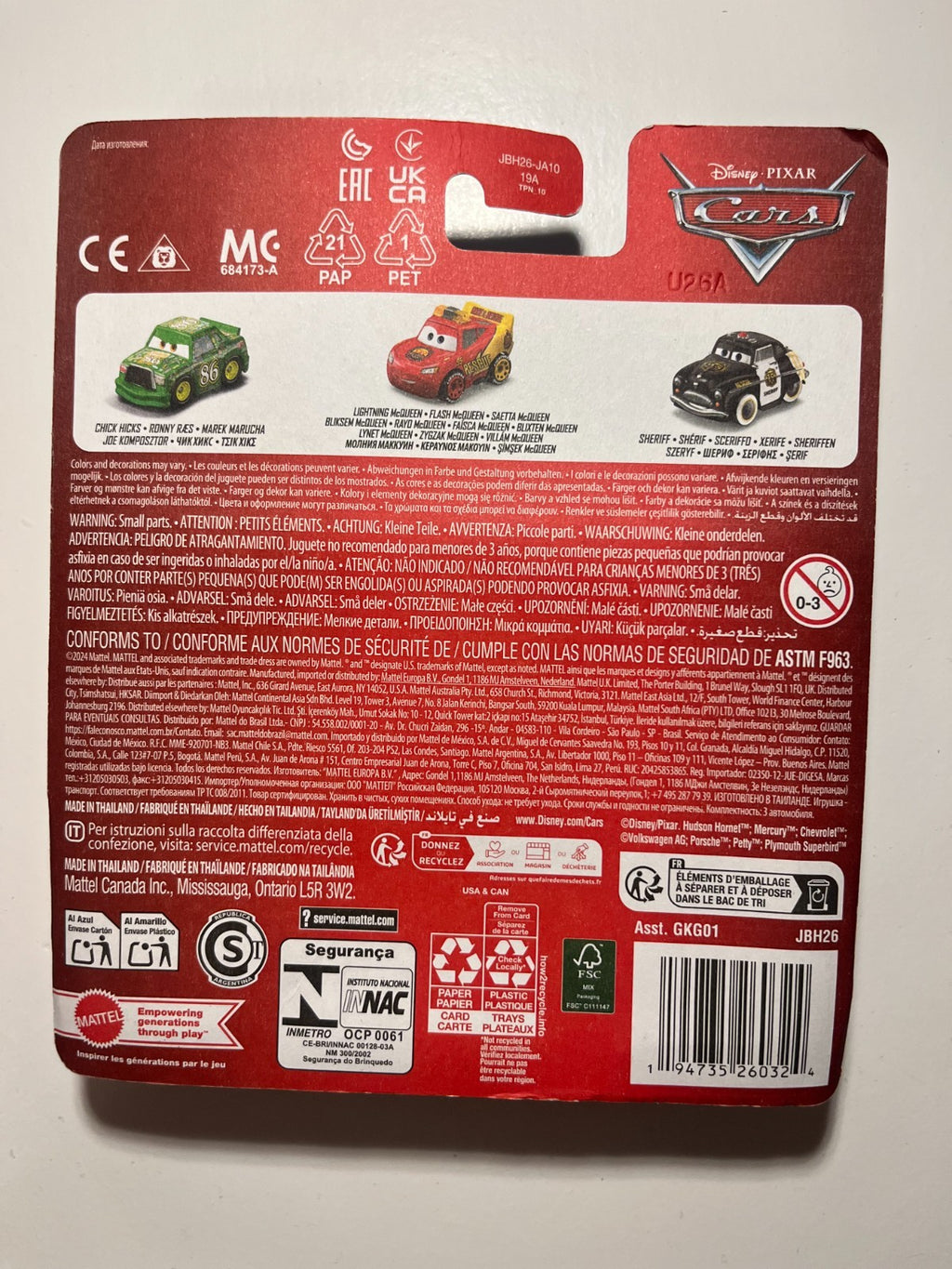 Coffret 3 voitures mini racers Cars Disney Pixar