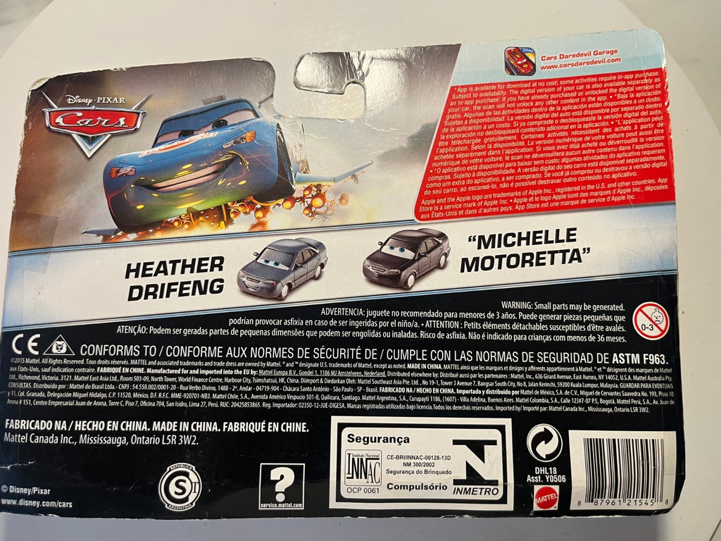 Coffret 2 Voitures Cars Disney Pixar Heather Drifeng + Michelle Motoretta Rare Neuf Sous Blister