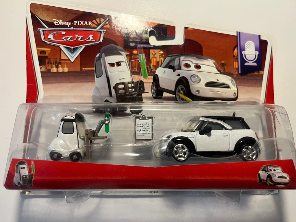 Coffret 2 Voitures Cars Disney Pixar Jessica Gieapetrol + Nate Stanchion Rare Neuf Sous Blister