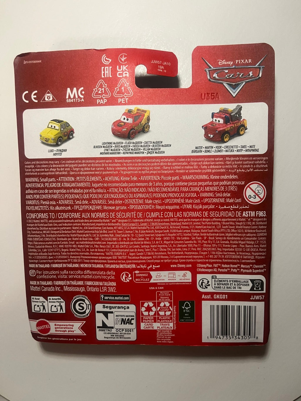 Coffret 3 voitures mini racers Cars Disney Pixar