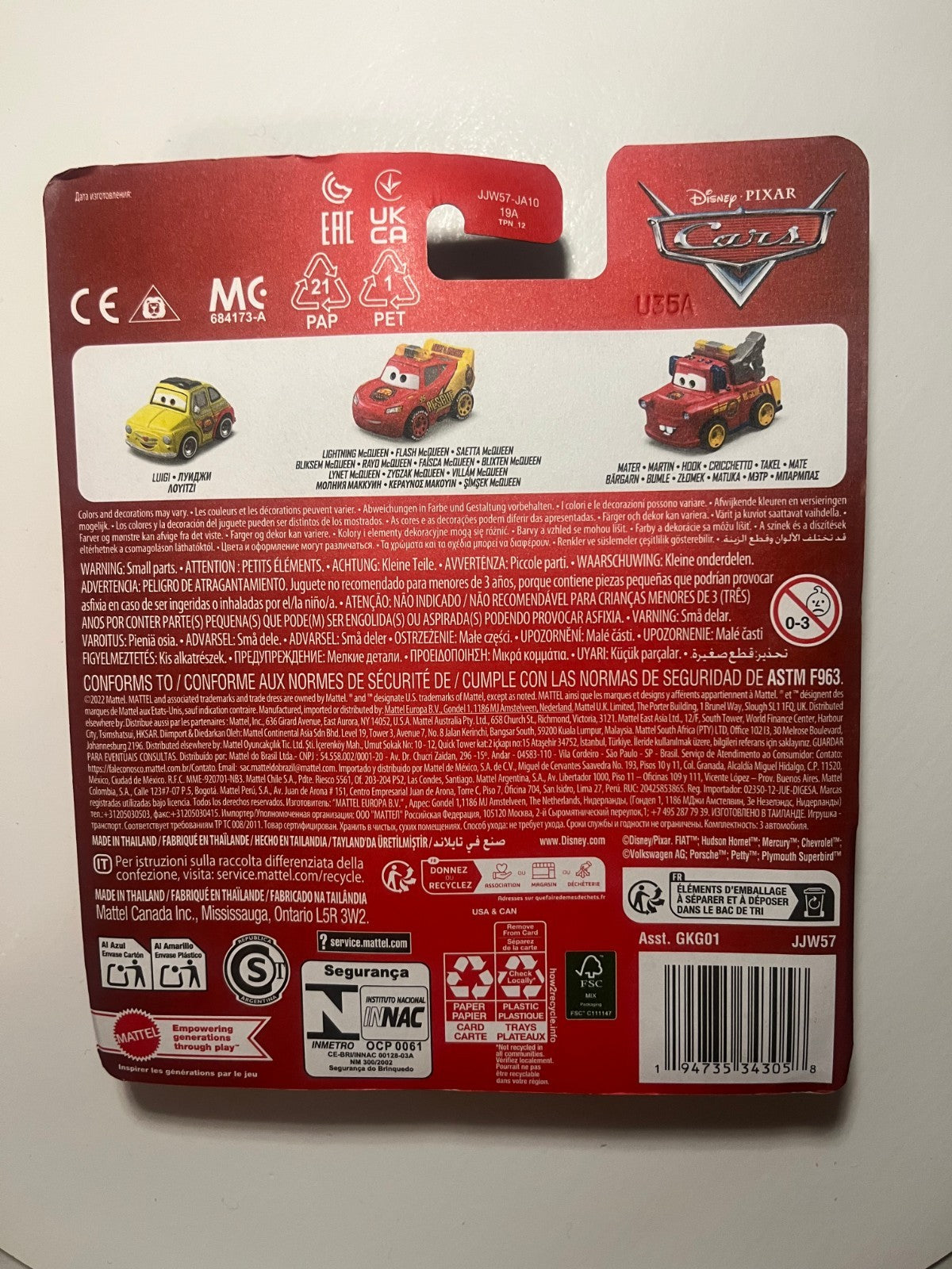 Coffret 3 voitures mini racers Cars Disney Pixar