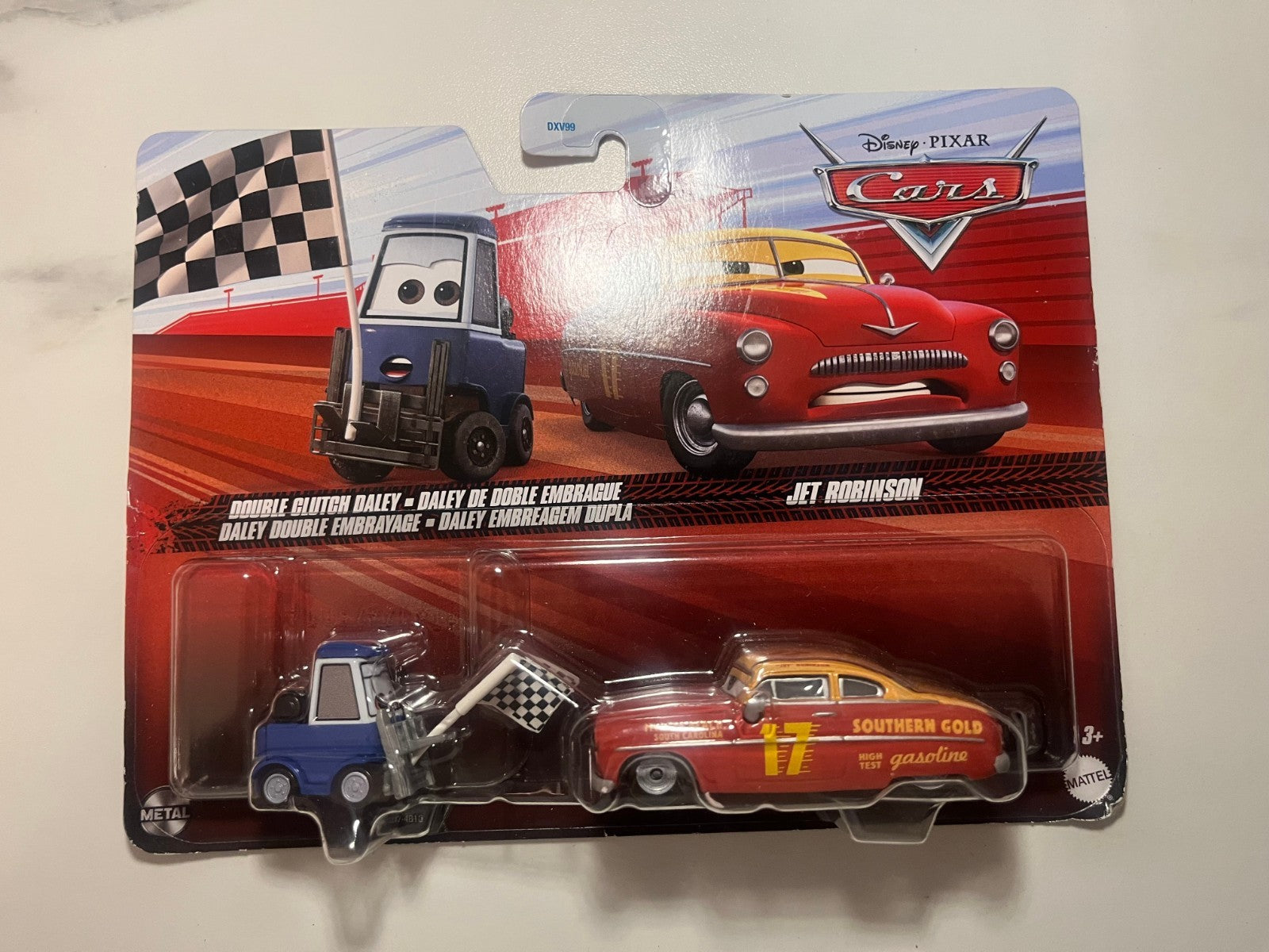 Coffret 2 voitures Cars Disney Pixar Double Clutch Daley + Jet Robinson