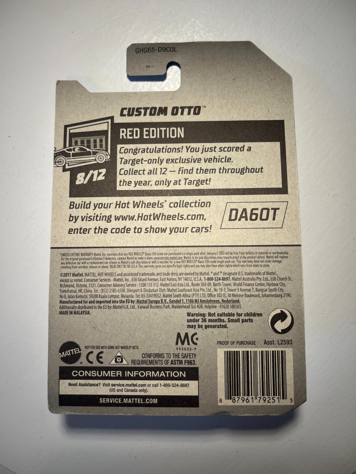 Hot Wheels Custom Otto Red Edition 8/12 Target Exclusive