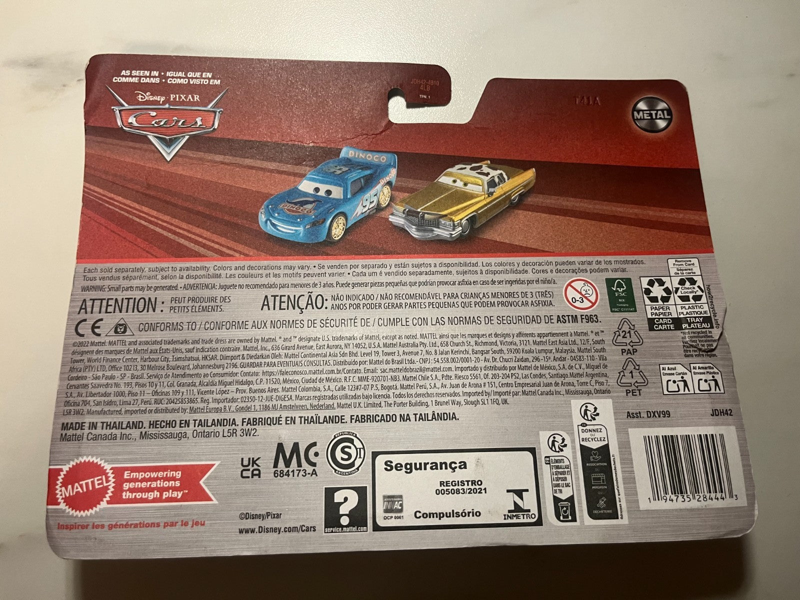 Coffret 2 Voitures Cars Disney Pixar Flash Mcqueen bling bling + Tex Dinoco
