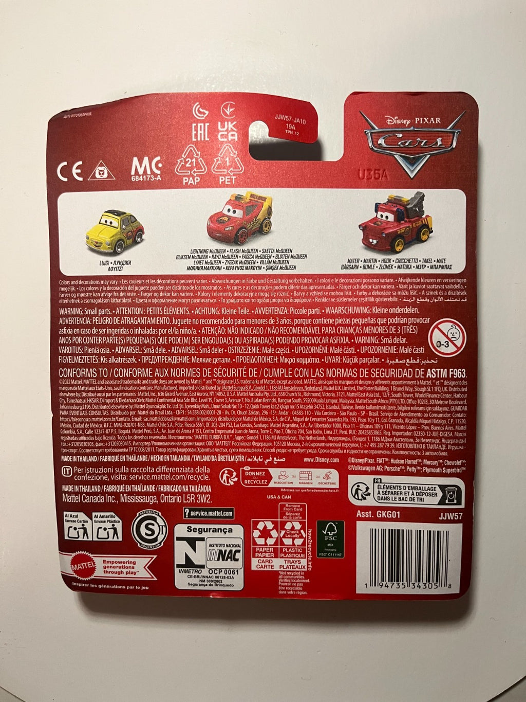 Coffret 3 Voitures mini racers Cars Disney Pixar