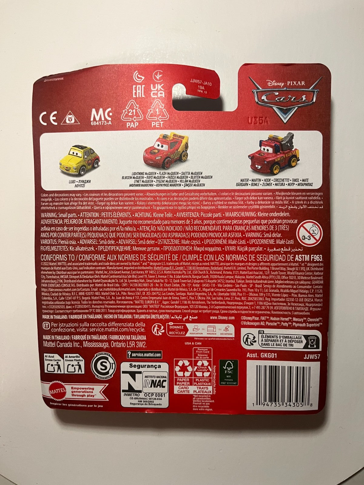 Coffret 3 Voitures mini racers Cars Disney Pixar