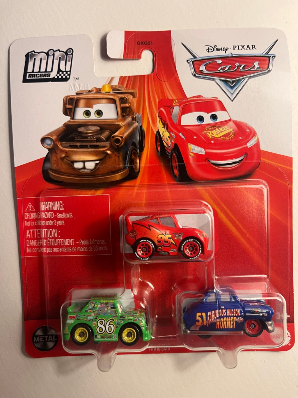 Coffret 3 mini racers Cars Disney Pixar Chick Hicks + Flash Mcqueen + Fabulous D