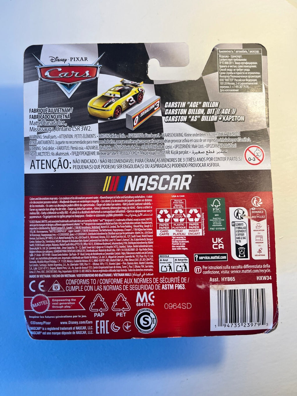 Voiture Cars Disney Pixar Carstin "Ace" Dillon NASCAR (rare)